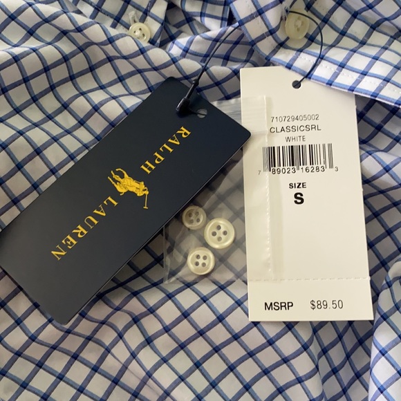 NWT Ralph Lauren Blue White Plaid Button Down - S - Picture 10 of 13